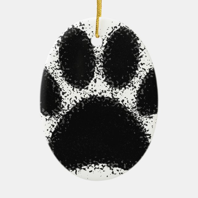 Ornement Ovale En Céramique Dessin à mâchoire de chien (Devant)