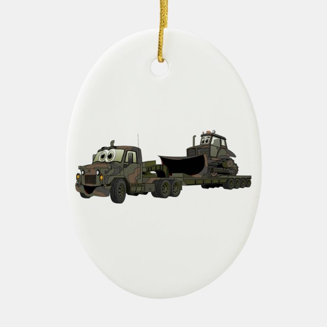 Ornement Ovale En Céramique Dessin à plat semi-bulle militaire (Devant)
