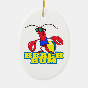 Ornement Ovale En Céramique dessin animé de homard de plage mignon