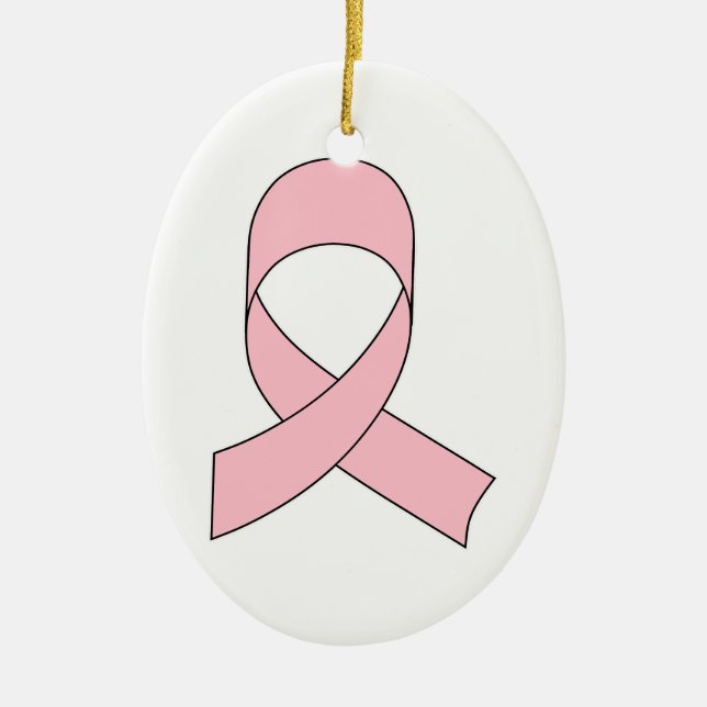 Ornement Ovale En Céramique Dessin de ruban rose (Devant)