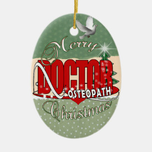 ORNEMENT OVALE EN CÉRAMIQUE DOCTEUR D'OSTÉOPATHE DE NOËL