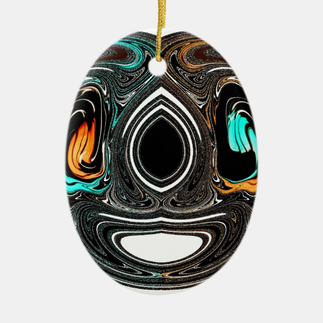 Ornement Ovale En Céramique Doodle ethnique africain Zebra texturé Art Imprime (Devant)