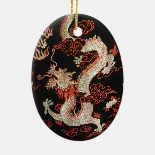 Ornement Ovale En Céramique Dragon chinois (Dos)