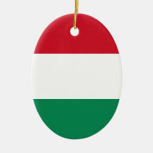 Ornement Ovale En Céramique Drapeau de la Hongrie