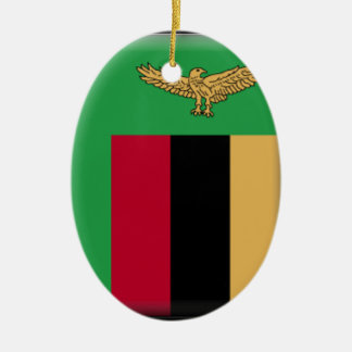 Ornement Ovale En Céramique Drapeau de la Zambie
