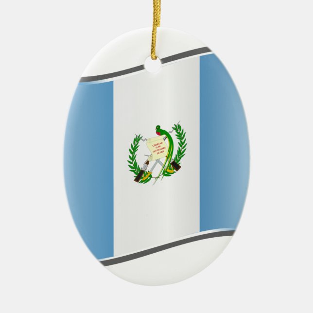Ornement Ovale En Céramique Drapeau du Guatemala (Devant)