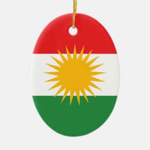 Ornement Ovale En Céramique Drapeau du Kurdistan