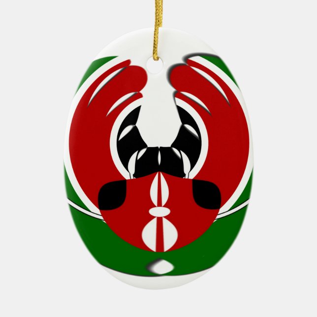 Ornement Ovale En Céramique Drapeau kényan (Devant)