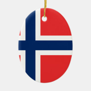Ornement Ovale En Céramique Drapeau norvégien