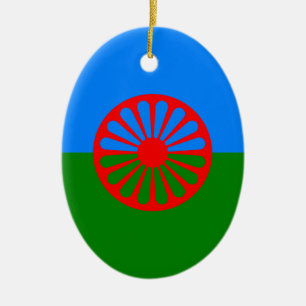 Ornement Ovale En Céramique Drapeau tzigane