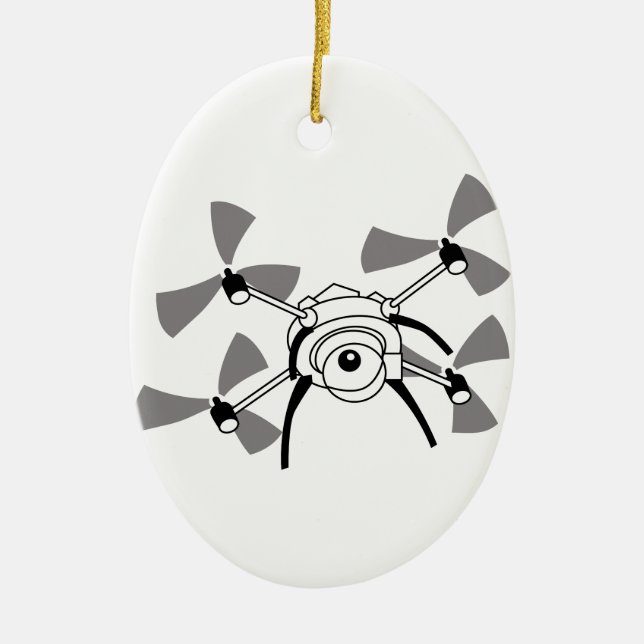 Ornement Ovale En Céramique Drone Quadocopter (Devant)