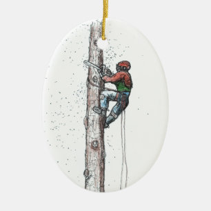 Ornement Ovale En Céramique Écrimage du chirurgien d'arbre d'arboriste