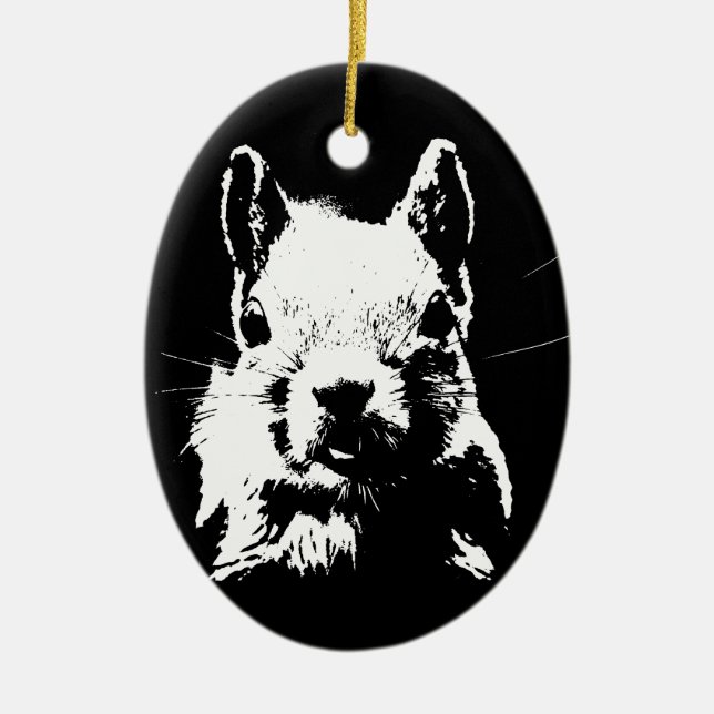 Ornement Ovale En Céramique Écureuil (Devant)