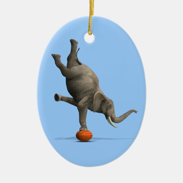 Ornement Ovale En Céramique Eléphant artistique (Devant)