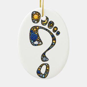 Ornement Ovale En Céramique Emoji-art magique Kokopelli et empreinte de pas de