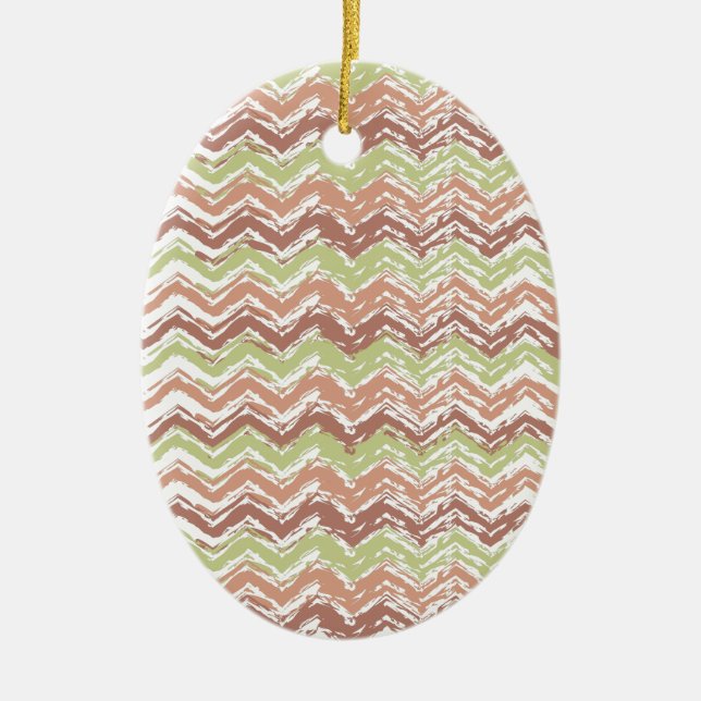 Ornement Ovale En Céramique Épice de scribble Chevron ZigZag (Devant)