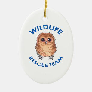 ORNEMENT OVALE EN CÉRAMIQUE ÉQUIPE DE SECOURS DE FAUNE