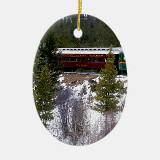 Ornement Ovale En Céramique Faites un tour d'hiver sur le chemin de fer de