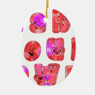 Ornement Ovale En Céramique Faites votre propre coeur Art Design d'impression