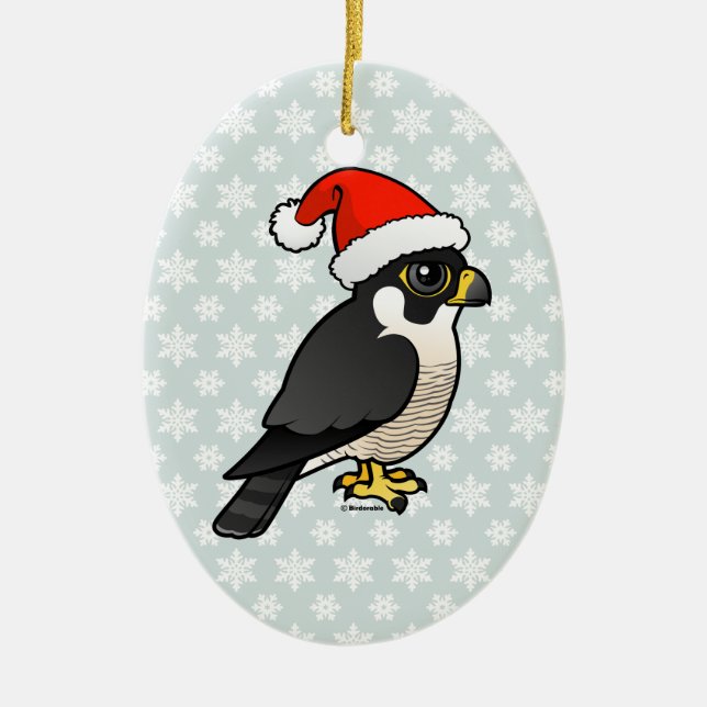 Ornement Ovale En Céramique Faucon pérégrin Père Noël (Devant)