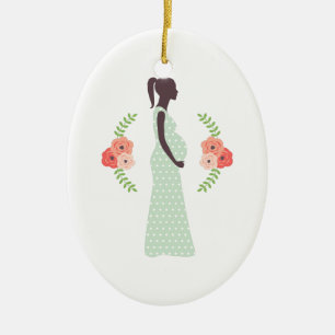 Ornement Ovale En Céramique Femme enceinte