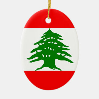 Ornement Ovale En Céramique Fièrement Libanais - fier d'être libanais - le