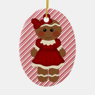 Ornement Ovale En Céramique Fille de gingembre d'ornement d'arbre de Noël