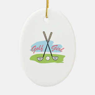 ORNEMENT OVALE EN CÉRAMIQUE FILLE DE GOLF