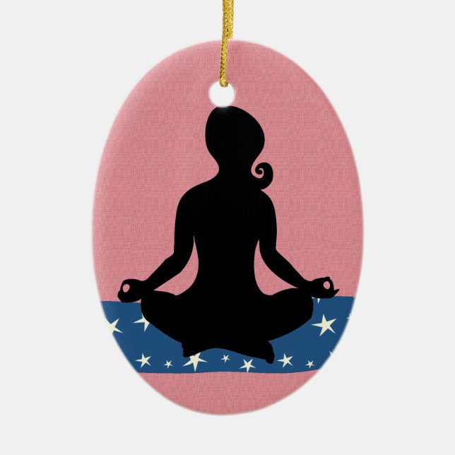 Ornement Ovale En Céramique Fitness ! Yoga - SRF (Devant)