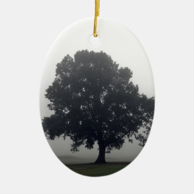 Ornement Ovale En Céramique Foggy Tree (Devant)