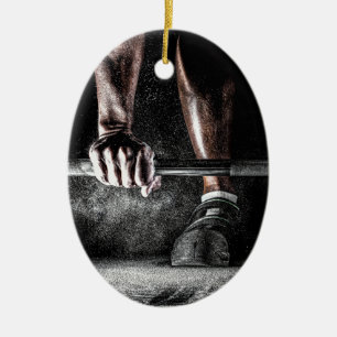 Ornement Ovale En Céramique Force Fitness Poids Barbell Gym