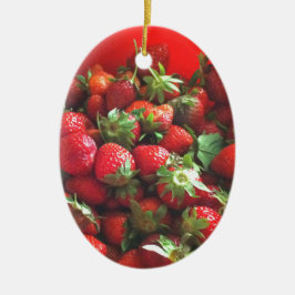Ornement Ovale En Céramique Fraises, fruits rouges