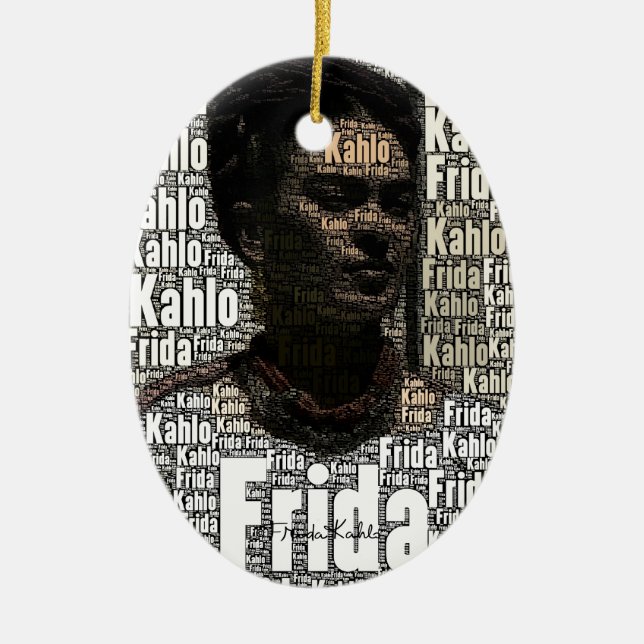 Ornement Ovale En Céramique Frida Kahlo Lettering Portrait (Devant)