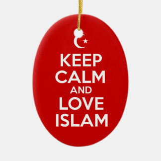 Ornement Ovale En Céramique Gardez le calme et l'Islam d'amour