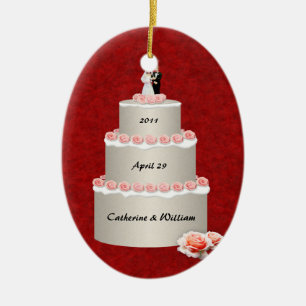 Ornement Ovale En Céramique Gâteau mariage (personnalisable)