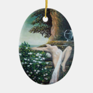 ORNEMENT OVALE EN CÉRAMIQUE GEA, MYRTLE ET EAU