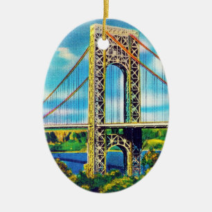 Ornement Ovale En Céramique George Washington Bridge, New York