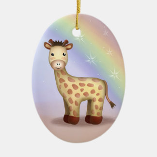 Ornement Ovale En Céramique Giraldo la girafe - Ornamnet