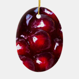 Ornement Ovale En Céramique Graines de grenade rouge
