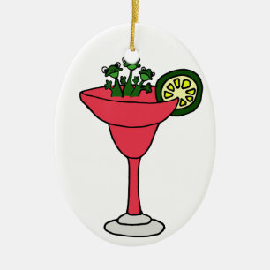 Ornement Ovale En Céramique Grenouilles en verre de margarita