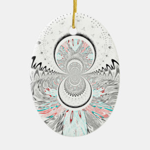 Ornement Ovale En Céramique Gris Kaleidoscope Art