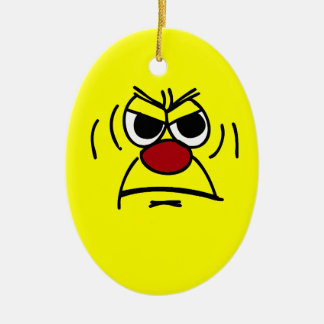Ornement Ovale En Céramique Grumpey face en colère