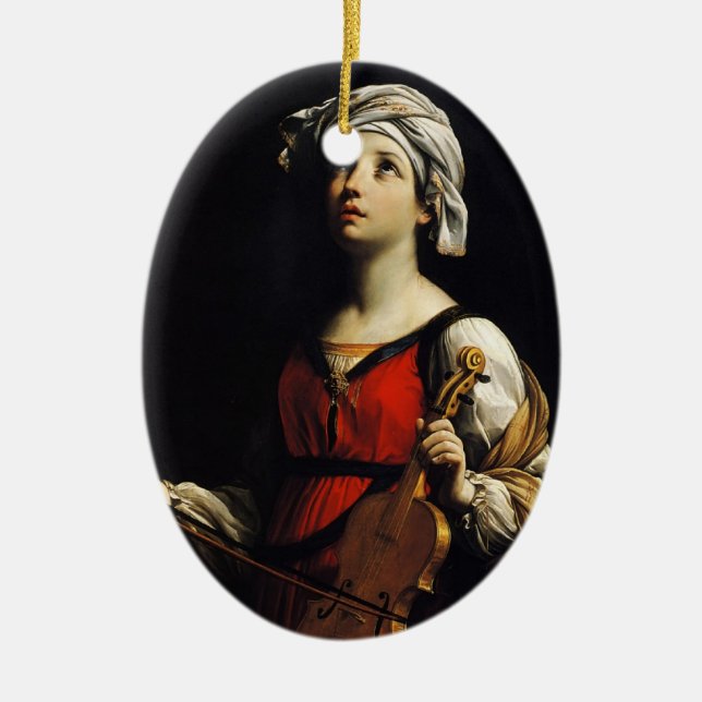 Ornement Ovale En Céramique Guido Reni- St Cecilia (Devant)