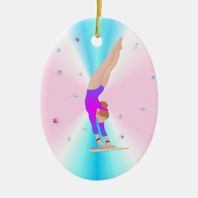 Ornement Ovale En Céramique Gymnastique - L'ornement des filles volantes (Devant)