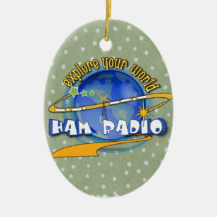 ORNEMENT OVALE EN CÉRAMIQUE HAM RADIO - EXPLOREZ VOTRE MONDE