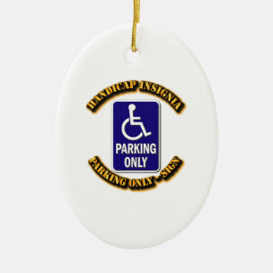 Ornement Ovale En Céramique Handicapez les insignes, signe d'handicap,
