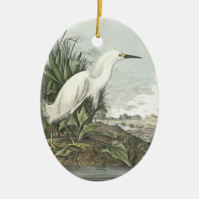 Ornement Ovale En Céramique Héron de Milou, John Audubon (Devant)