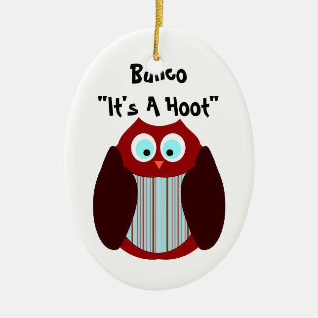 Ornement Ovale En Céramique Hibou de Bunco - c'est une huée " (Devant)