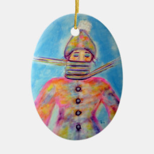 Ornement Ovale En Céramique "Hiver enveloppant" l'art