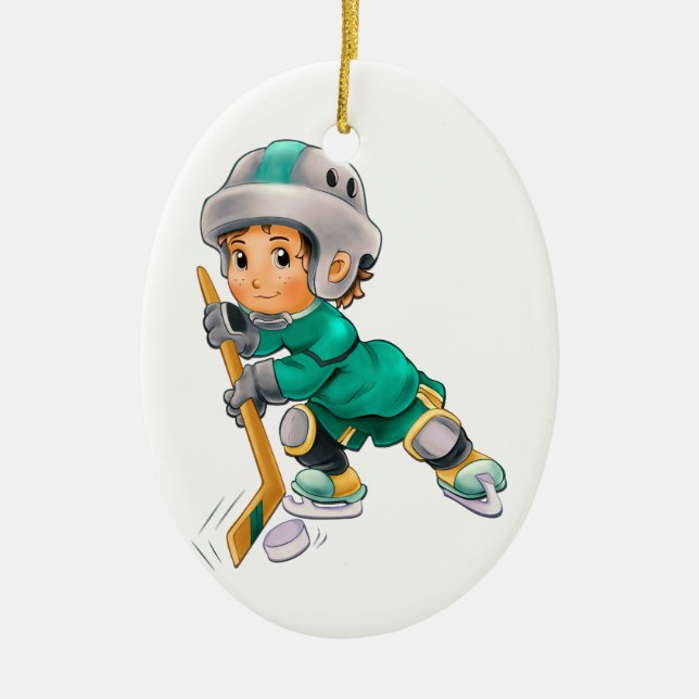 Ornement Ovale En Céramique Hockey sur glace (Devant)